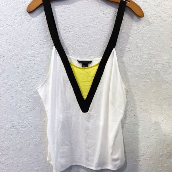 H&M White and Black Camisole with Yellow Accent - Picture 1 of 4